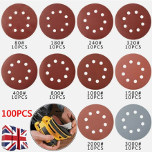 100Pcs 125mm 5" Sanding Discs 80 400 800 3000 Mixed Grit Set Orbital Sander Pad