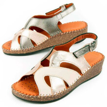 (BEIGE, 38) Damen-ledersandale. Purapiel Leida 103018