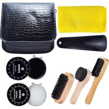 Shoe Polish Kit Shoe Cleaning Care Set Kit For Leather With Brushes Travel Case