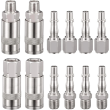 12PC Euro Air Line Hose Fitting Connector 1/4'' BSP Male Female Quick Release UK