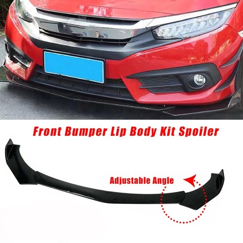 Gloss Black Car Front Bumper Protector Universal Lip Body Splitter Spoiler Kit