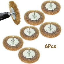 6Pcs 4" Flat Wire Wheel 100mm Drill Rotary Brush Paint Rust Removal 1/4 Shank UK