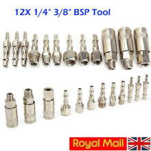12Pcs Air Line Hose Fittings Compressor Connector Quick Release 1/4" 3/8" BSP UK