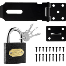 4" Black Security Padlock with Mounting Kit for Exterior Shed Locks Cabinets UK
