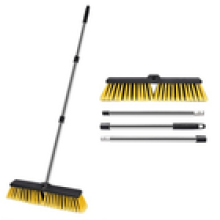 Stiff Outdoor Garden Broom 18" Heavy Duty Yard Brush Hard Bristle Sweeper Handle