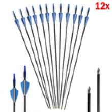 12Pcs 30 inch Fibreglass Archery Arrows Field Hunting & Target Broadhead Set UK