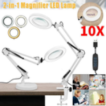 10X LED Magnifier Glass Desk Lamp With Light Stand Clamp Beauty Magnifying Lamp