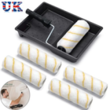 7Pcs 9" Paint Roller Set Tray Rollers Soft Sleeves Brush Kit Decorating Painting