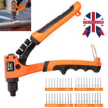 Heavy Duty Hand Riveter Rivet Plier Gun Tool with 150 Rivets 4 Nozzle Head Size