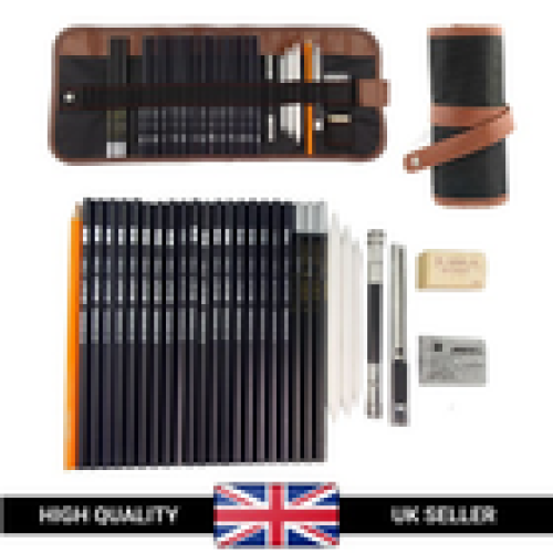 30Pcs Professional Sketching Set Drawing Art Pencils Kit Graphite Charcoal UK