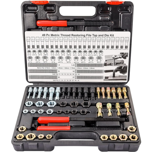 49PCS Thread Repair Chaser Tool UNC UNF Metric Thread Restorer Kit