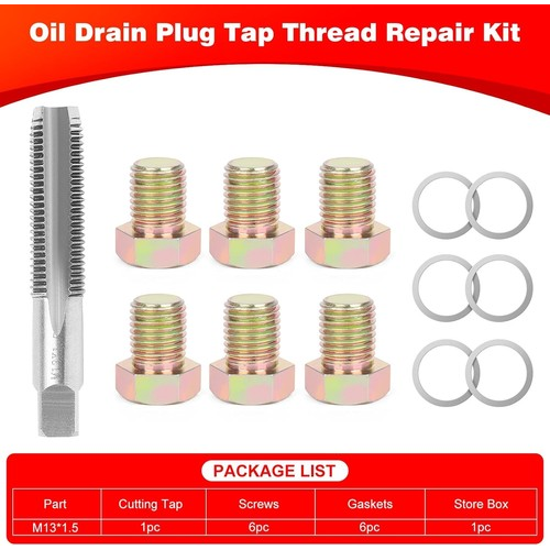 7PCS M13 X 1.5mm Oil Pan Drain Plug Thread Repair Tool Kit