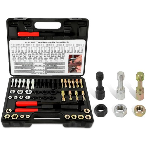 49PCS Thread Repair Chaser Tool UNC UNF Metric Thread Restorer Kit