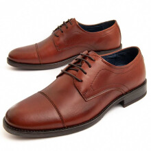 (Braun, 41) Klassischer Lederschuh Für Herren. Purapiel Imperi 95728