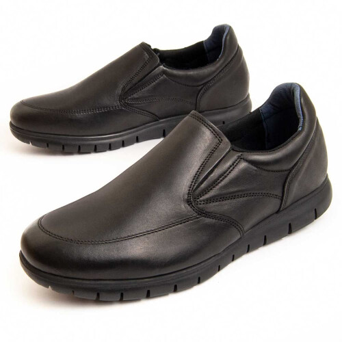 (Zwart, 45) Leren Herenloafers. Purapiel Commodore2