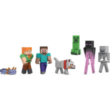 Minecraft Set med 7 Actionfigurer, World Builder Pack, Startkollektion av Karaktärer i 3.25-tums Skala