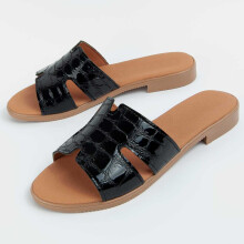 (Schwarz, 41) Ledersandale Für Damen. Purapiel Hacca3 102714