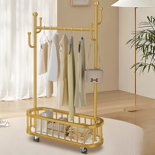 Luxury Heavy Duty Double Clothes Rail Hanging Rack Garment Display Stand Storage