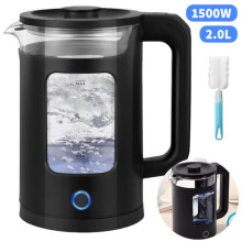 2L Electric Kettle 1500W Quiet Fast Glass Kettle LED Display With Cup Brush