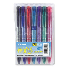Pilot FriXion Clicker Bolígrafos de Gel Borrables, Punta Extra Fina 0.5 mm, Paquete de 7, Colores Variados