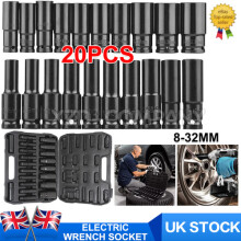 20PCS Deep Impact Socket Set 6 Point Metric 8 - 32mm 1/2 Inch Drive Heavy Duty