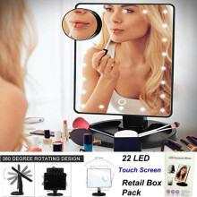 22 LED 10X TABLETOP VANITY MIRROR MAGNIFYING TOUCH SCREEN LIGHT MAKE-UP COSMETIC