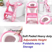 Childrens Toilet Seat Ladder Toddler Training Step Up For Kids Easy Fold Down UK