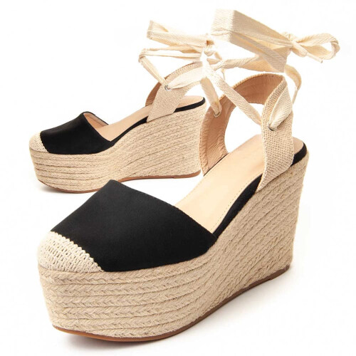 (Nero, 40) Espadrillas Con Zeppa Da Donna Montevita Spartsum20 90004