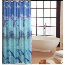 SHOWER CURTAIN 100% POLYESTER FABRIC MODERN DESIGNER WASHABLE + 12 HOOKS 180*180