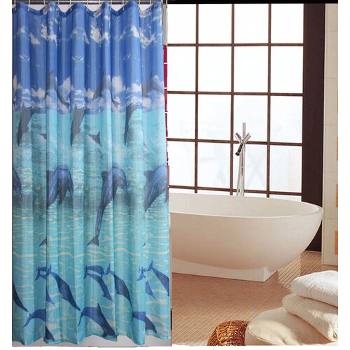 SHOWER CURTAIN 100% POLYESTER FABRIC MODERN DESIGNER WASHABLE + 12 HOOKS 180*180