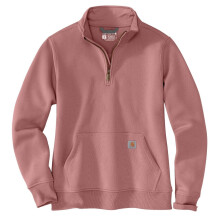 Carhartt Women's Relaxed Fit Midweight Quarter-Zip Mock-Neck Sweatshirt, Rose Tint Heather, Small