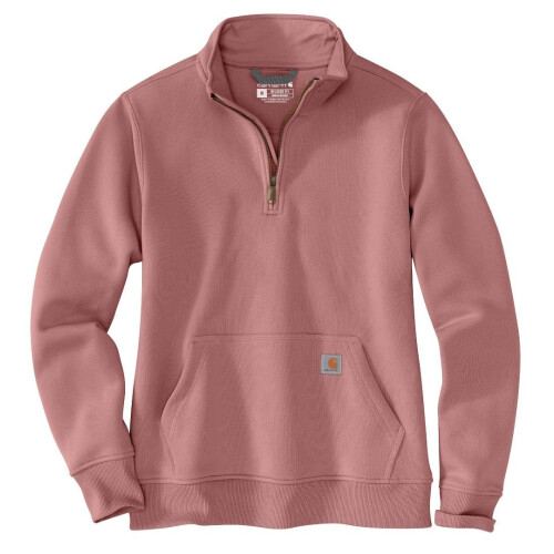Carhartt Felpa Carhartt Donna Relaxed Fit Mezza Zip, Rosa Chiaro, Small