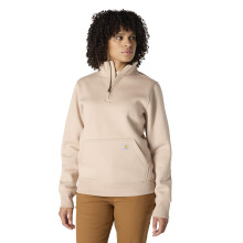 Carhartt Women's Relaxed Fit Midweight Quarter-Zip Mock-Neck Sweatshirt, Light Taupe Heather, X-Small