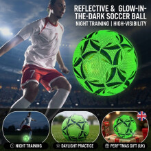 Reflective Soccer Ball Night Glow in the Dark Football For Training Xmas Gift UK