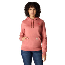 Carhartt Women's Relaxed Fit Midweight Logo Sleeve Graphic Sweatshirt, Dusty Cedar Heather, Large
