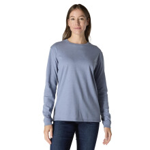 Carhartt Women's Loose Fit Heavyweight Long-Sleeve Logo Sleeve Graphic T-Shirt, Light Faded Navy Heather, Medium