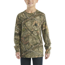 Carhartt Boys' Long-Sleeve Logo Sleeve Pocket T-Shirt, Mossy Oak Country DNA, 2T