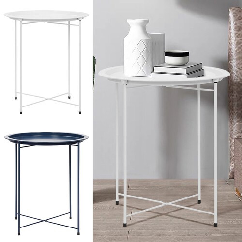 Butlers Tray Table Top Side Table Foldable Living Room White Grey
