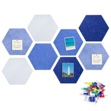 8 Pack Felt Hexagon Bulletin Board with 20 Pins 30cm Large Geometric DIY