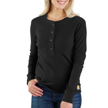 Carhartt Women's Tencel Fiber Series Relaxed Fit Long-Sleeve Ribbed Henley, Black, X-Large