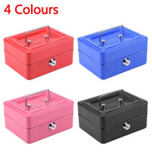 6" Metal Cash Box Money Bank Deposit Steel Tin Security Safe Petty Key Lockable