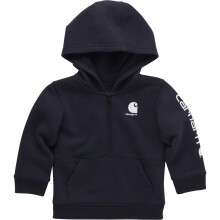Carhartt Baby Boys Long-Sleeve Half-Zip Hooded Sweatshirt, Caviar Black & White, 18 Months