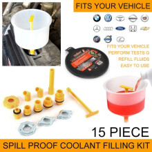 Spill Proof Radiator Coolant Filling Funnel Kit 15-pcs Cooling System fill kit