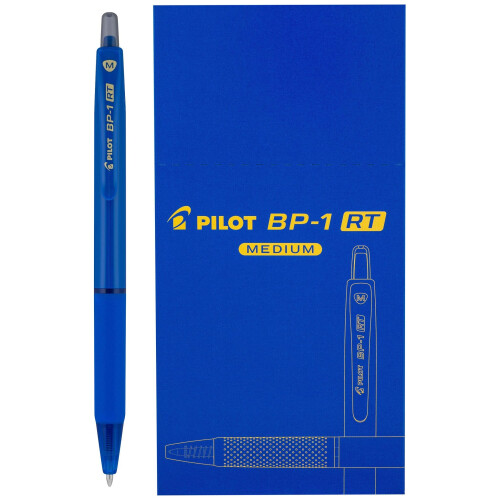 Pilot Pilot BP-1RT Advanced Ink, Retractable Ballpoint Blue Ink Pens, Medium Point, Dozen Box, 1mm