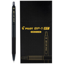 Bolígrafos Pilot BP-1RT, Tinta Negra, Retráctiles, Punta Media, Caja de Doce, 1mm