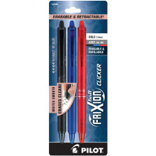 Bolígrafos borrables PILOT FriXion Clicker, recargables y retráctiles, punta gruesa de 1.0 mm, 3 colores