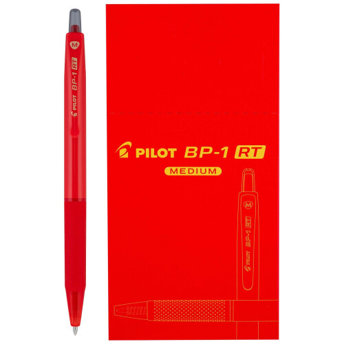 Pilot Pilot BP-1RT Advanced Ink, Retractable Ballpoint Red Ink Pens, Medium Point, Dozen Box, 1mm