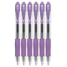 Bolígrafos de Gel Pilot G2 Retráctiles, Punta Extra Fina, 0.5mm, Tinta Morada, 6 Unidades