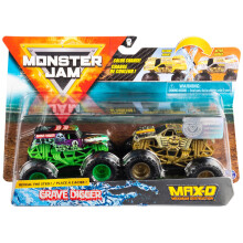 Monster Jam, Camión de Monstruos Die-Cast Cambiantes Grave Digger vs. Max D, Escala 1:64