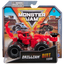 Monster Jam, Camión Volquete Drilliam Dirt Squad con Partes Móviles, Vehículo a Escala 1:64 para Niños 3+